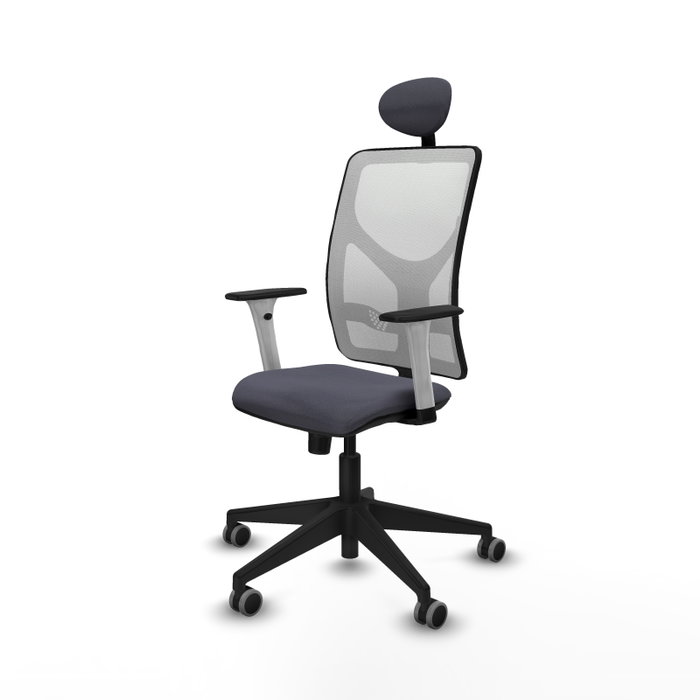 PIQUERAS Y CRESPO Silla de oficina Motilla con mecanismo Sincro, Gris oscuro y Blanco