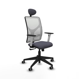 PIQUERAS Y CRESPO Silla de oficina Motilla con mecanismo Sincro, Gris oscuro y Blanco