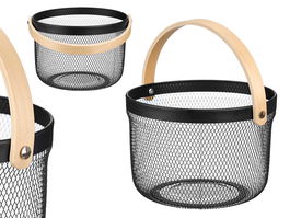 Kinvara Cesta Redonda con Asa Negra 28x27x20 cm (Set de 12)