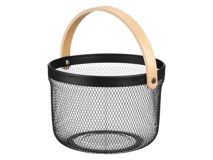 Kinvara Cesta Redonda con Asa Negra 28x27x20 cm (Set de 12)