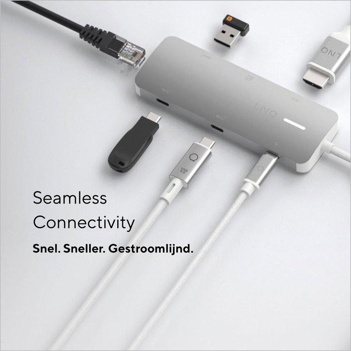 Linq Hub 8 puertos PRO USB-C 140W Gris | 1xUSB 3.2, 1xHDMI, 1xUSB-C PD 140W, 2xUSB-C, 1xRJ45 2.5Gbps, 1xLector de tarjetas Linq Hub 8 puertos PRO USB-C 140W Gris | 1xUSB 3.2, 1xHDMI, 1xUSB-C PD 140W, 2xUSB-C, 1xRJ45 2.5Gbps, 1xLector de tarjetas