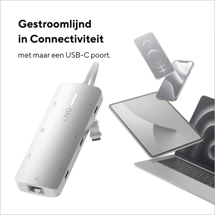 Linq Hub 8 puertos PRO USB-C 140W Gris | 1xUSB 3.2, 1xHDMI, 1xUSB-C PD 140W, 2xUSB-C, 1xRJ45 2.5Gbps, 1xLector de tarjetas Linq Hub 8 puertos PRO USB-C 140W Gris | 1xUSB 3.2, 1xHDMI, 1xUSB-C PD 140W, 2xUSB-C, 1xRJ45 2.5Gbps, 1xLector de tarjetas