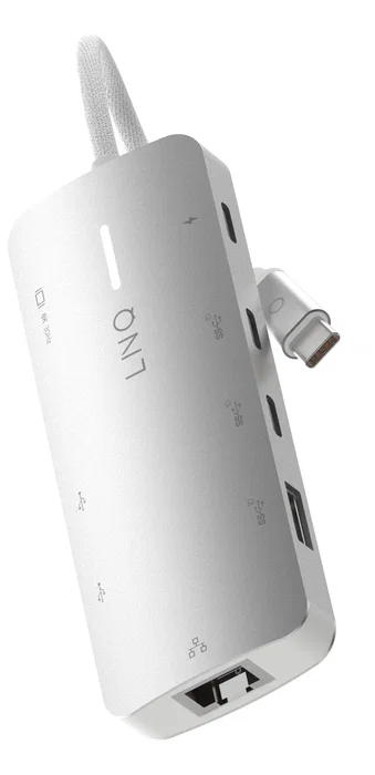LINQ LQ49081 Docking Station USB-C 8-en-1 con PD 140W, HDMI 4K 60Hz, 2.5GbE, 2xUSB-C 10Gbps, USB-A, Lector SD, Color Gris/Blanco LINQ LQ49081 Docking Station USB-C 8-en-1 con PD 140W, HDMI 4K 60Hz, 2.5GbE, 2xUSB-C 10Gbps, USB-A, Lector SD, Color Gris/Blanco