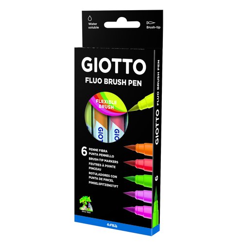 Giotto Turbo Soft Colores Surtidos Estuche de 6 Unidades con Punta de Pincel