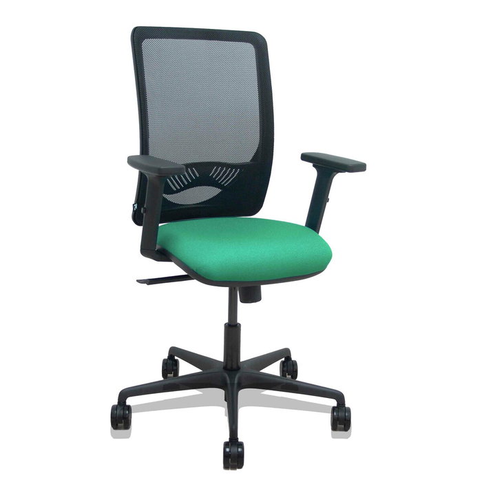 PIQUERAS Y CRESPO Silla de oficina Zulema con mecanismo sincro, asiento verde esmeralda y malla negra PIQUERAS Y CRESPO Silla de oficina Zulema con mecanismo sincro, asiento verde esmeralda y malla negra