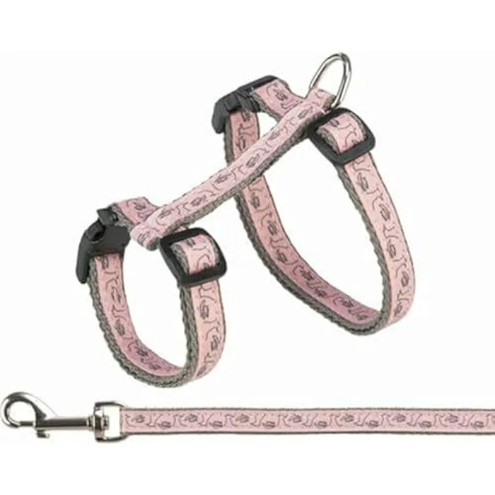 Trixie Arnés con correa 27-45 cm / 13 mm - 1,20 m - Gris / Rosa