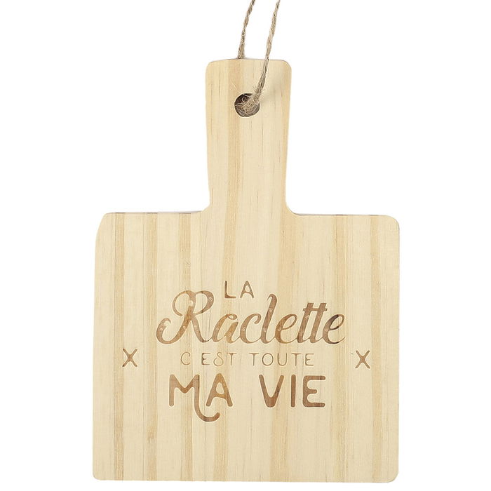 Juego de 4 Salvamantel Raclette Bistrot Madera de Pino con Frase Grabada 10x13.5 cm