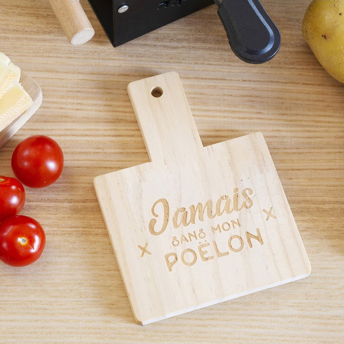 Juego de 4 Salvamantel Raclette Bistrot Madera de Pino con Frase Grabada 10x13.5 cm