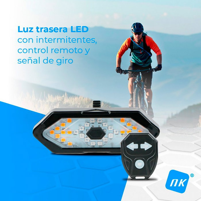 NK Luz trasera LED con intermitentes y mando para bicicleta