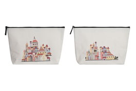 DKD Home Decor Surtido de 2 Neceser Canvas y Poliéster Casitas