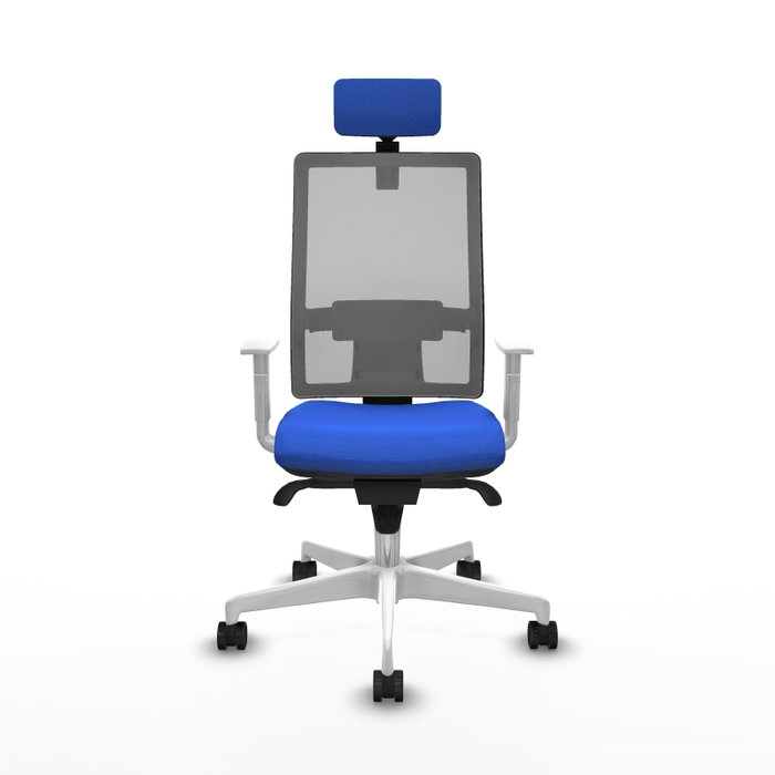 PIQUERAS Y CRESPO Silla de oficina Horna con mecanismo Sincro, Tela Azul y Malla Gris