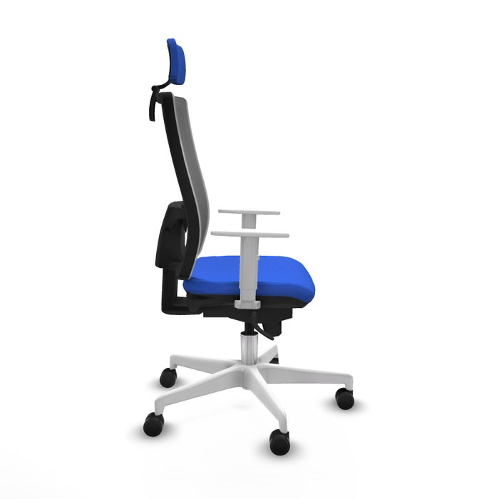 PIQUERAS Y CRESPO Silla de oficina Horna con mecanismo Sincro, Tela Azul y Malla Gris