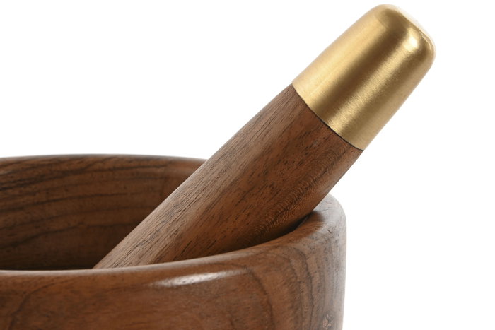 DKD Home Decor Mortero de Acacia e Inox Natural y Dorado DKD Home Decor Mortero de Acacia e Inox Natural y Dorado