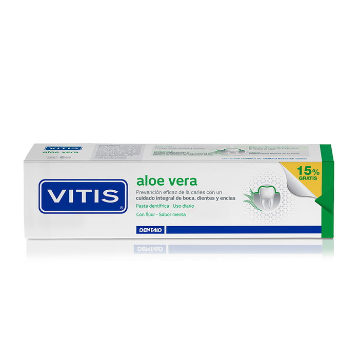 VITIS Pasta de Dientes Aloe Vera con Xilitol 150 ml - Manzana Menta - Remineralizante del Esmalte - Prevención de Caries