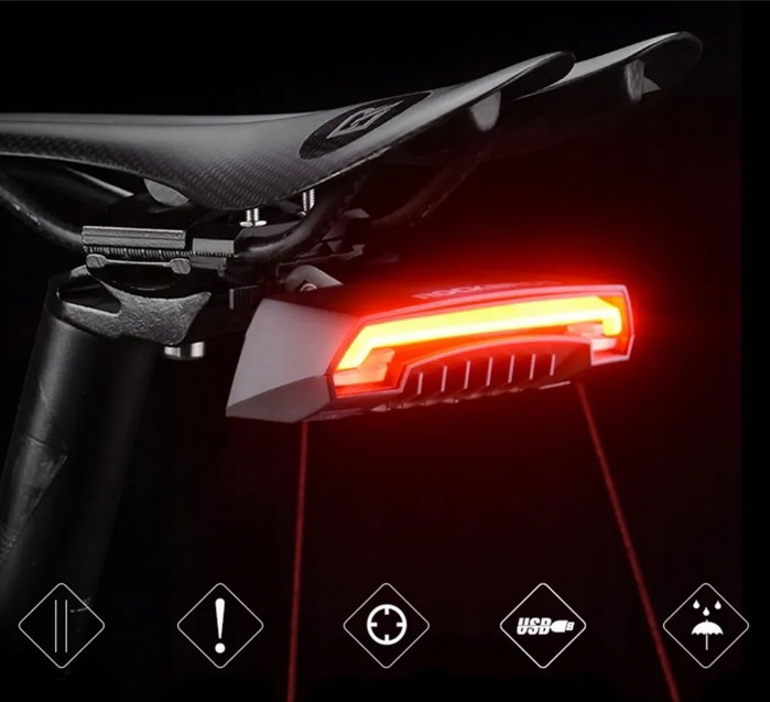 Rockbros LKWD-R1 Luz trasera con láser y mando a distancia, negra