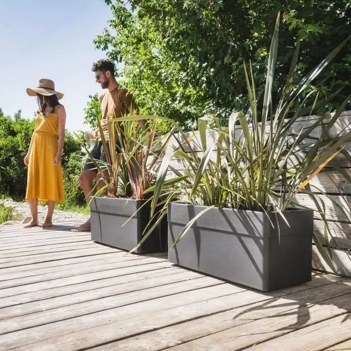 Eda Jardinera Gris Antracita 63 L Con Ruedas 78x39xH.39 cm EDA3086960275303 Exterior Interior