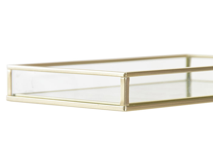 DKD Home Decor Bandeja de Decoración de Cristal y Metal 24x14x3 cm DKD Home Decor Bandeja de Decoración de Cristal y Metal 24x14x3 cm