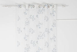 Cortina Shabby DKD Home Decor Azul Blanco 270 x 140 cm (2 Unidades) Poliester Visillo Hojas