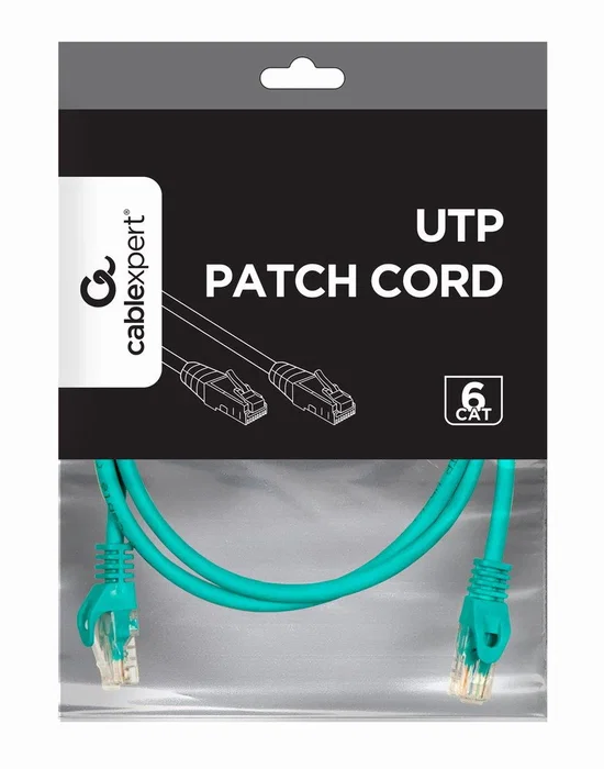 Gembird PP6U-1M Cable de Red Ethernet RJ45, Cat6 U/UTP, 1 Metro, Verde, Conectores Macho Chapados en Oro, Plug and Play