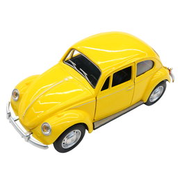 Deqube Volkswagen Beetle Clásico 1967 1:28 Metal Pullback Coche a Escala Amarillo D00375