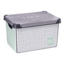 Caja de Almacenaje con Tapa Kipit Home Gris Plástico Cuadriculado 22 L (12 Unidades)