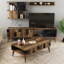 Hanah Home Madrid - Black Conjunto de Muebles de Salón, Nogal y Negro, Tablero de Partículas Recubierto de Melamina