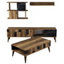 Hanah Home Madrid - Black Conjunto de Muebles de Salón, Nogal y Negro, Tablero de Partículas Recubierto de Melamina