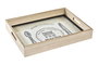 DKD Home Decor Bandeja de Madera y Cristal Café Vichy 40x30x6 cm