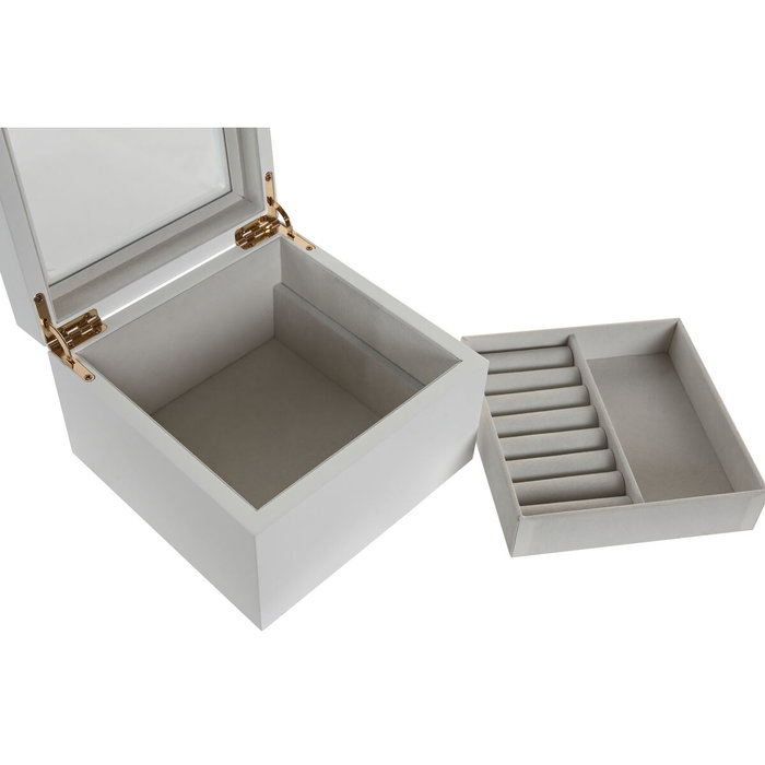 DKD Home Decor Joyero de Madera y Cristal Blanco 15x16x10 cm