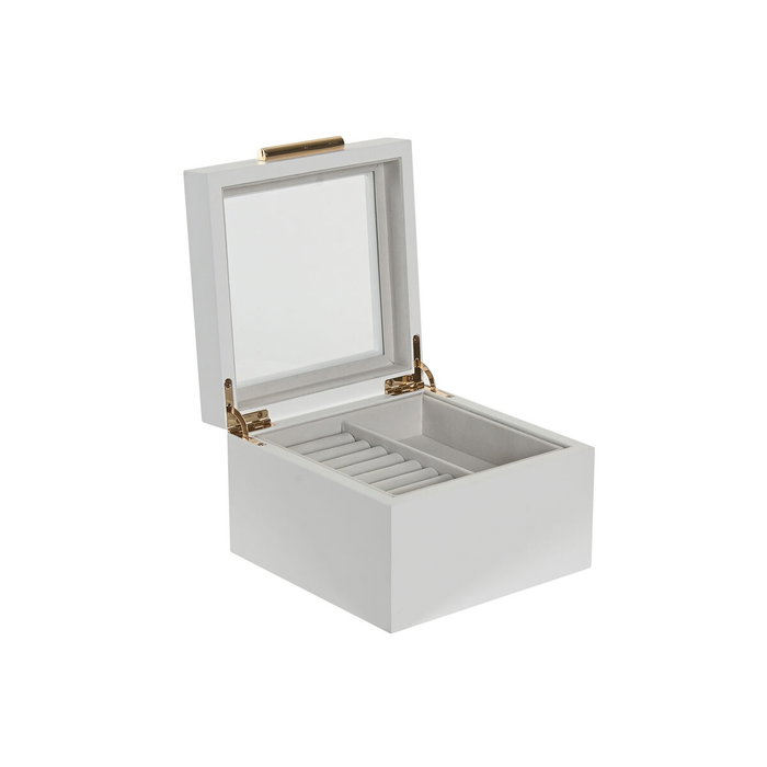 DKD Home Decor Joyero de Madera y Cristal Blanco 15x16x10 cm