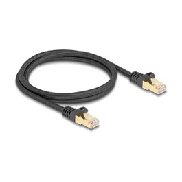 DeLOCK Cable de red RJ45 Cat.6A S/FTP con cubierta trenzada 1 m negro