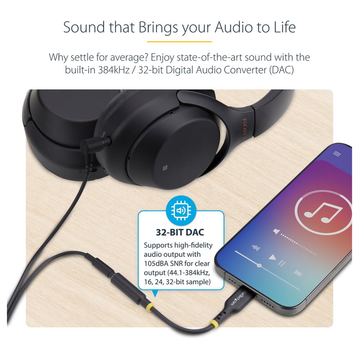 StarTech.com Adaptador de Audio USB-C a 3,5mm TRRS Minijack con DAC de 32 bits StarTech.com Adaptador de Audio USB-C a 3,5mm TRRS Minijack con DAC de 32 bits