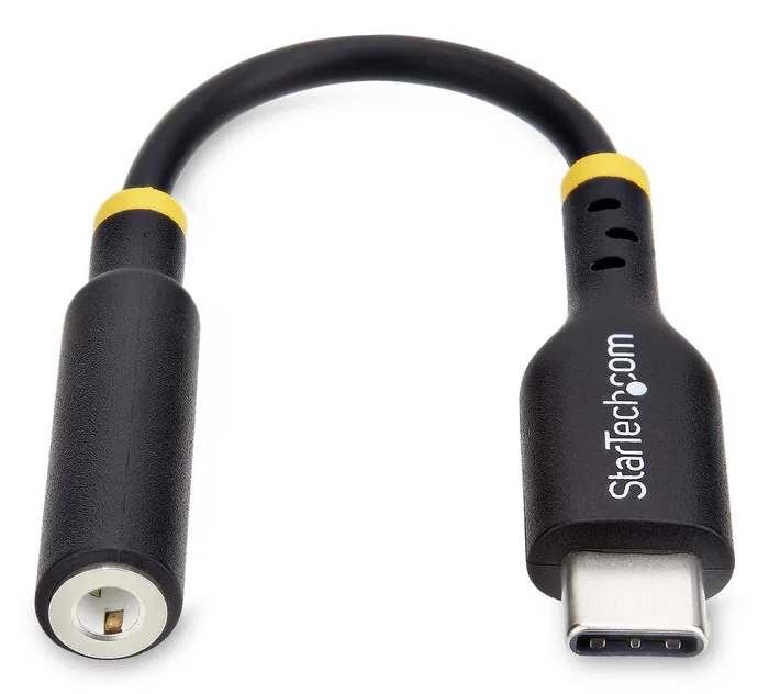 StarTech Adaptador de Audio USB-C a 3.5mm Cable USBCAUDIO2 | DAC 32 bits | Estéreo + Micrófono TRRS | Compatible con Windows/Mac/Android/iOS | 0.127 m | Negro