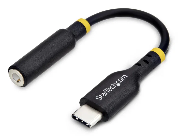 StarTech Adaptador de Audio USB-C a 3.5mm Cable USBCAUDIO2 | DAC 32 bits | Estéreo + Micrófono TRRS | Compatible con Windows/Mac/Android/iOS | 0.127 m | Negro