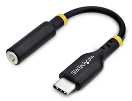 StarTech Adaptador de Audio USB-C a 3.5mm Cable USBCAUDIO2 | DAC 32 bits | Estéreo + Micrófono TRRS | Compatible con Windows/Mac/Android/iOS | 0.127 m | Negro