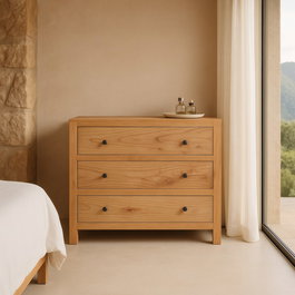 Cómoda Natural Madera Mindi Dormitorio 90 X 40 X 85 cm