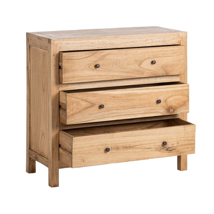 Cómoda Natural Madera Mindi Dormitorio 90 X 40 X 85 cm