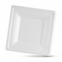 Set de Platos Algon Desechables Blanco Caña de Azúcar Cuadrado 20 cm (12 Unidades)