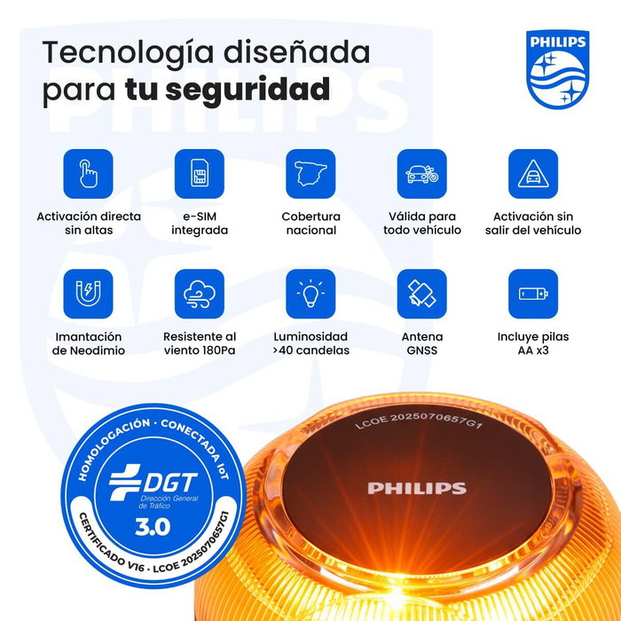 Philips Baliza de Emergencia Conectada DGT 3.0 Homologada V16 Philips Baliza de Emergencia Conectada DGT 3.0 Homologada V16