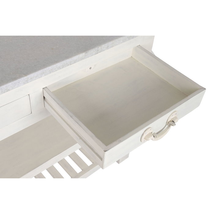 DKD Home Decor Isla Cocina India 1c24 Cottage Madera Marmol Blanco 119 x 70 x 93 cm