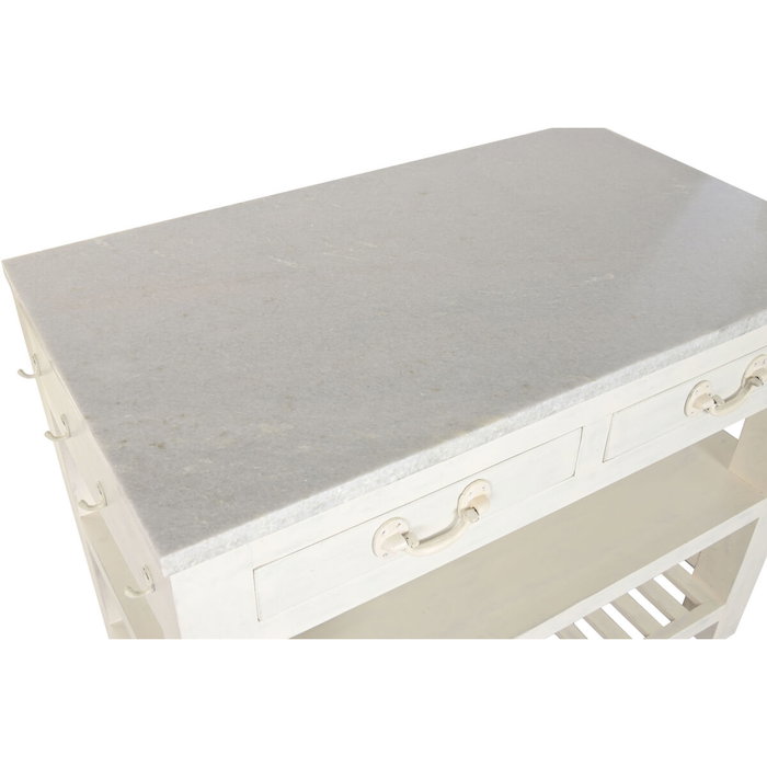 DKD Home Decor Isla Cocina India 1c24 Cottage Madera Marmol Blanco 119 x 70 x 93 cm