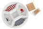 DKD Home Decor Bandeja para aperitivos Casitas Azul de Gres y Bambú