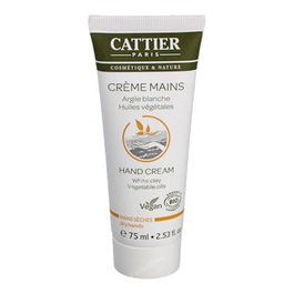 Cattier Crema de Manos con Arcilla Blanca 75ml, Nutre y Repara Manos Secas y Dañadas con Aceite de Nuez de Brasil