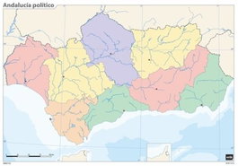 CUMIO Paquete de 50 mapas de Andalucía político mudos