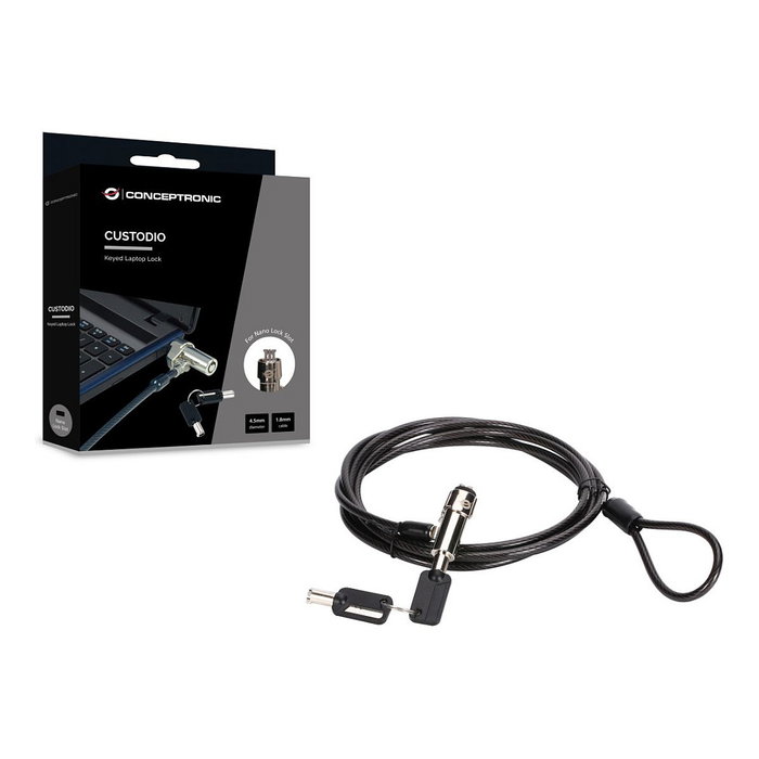 Conceptronic CUSTODIO02BNM Cable de seguridad Nano-Lock-Slot 1,8 m