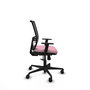 Silla de oficina Yunquera con mecanismo Sincro tapizada con Tela color Rosa y malla color Negro. Equipada con lumbar 1D, Brazos 1D y Ruedas 65mm nailon