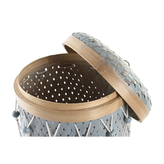 DKD Home Decor Set de 3 Cestas de Bambú y Algodón Multicolor