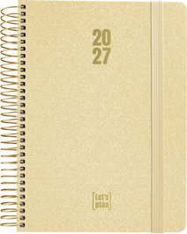 GRAFOPLAS Agenda Anual 2027 Metallic Espiral Tapa Extradura Oro A5