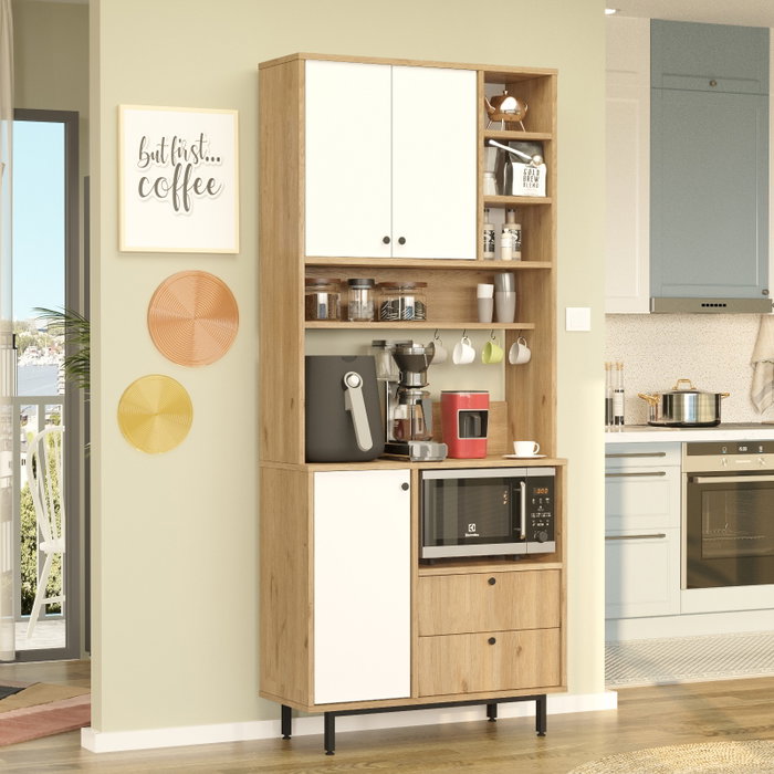 Hanah Home RE6-SW Armario Multiusos Roble y Blanco 88x205x35.5 cm