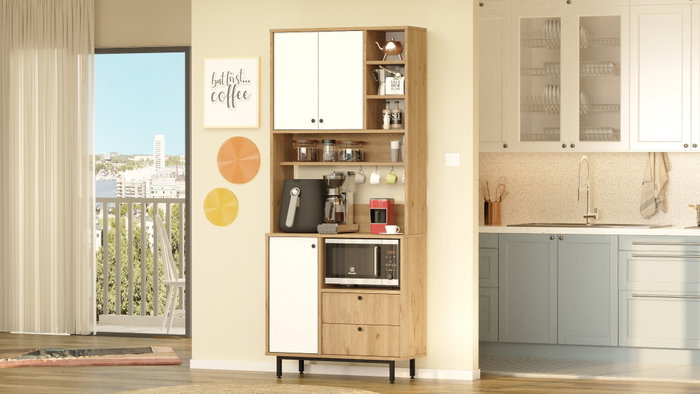 Hanah Home RE6-SW Armario Multiusos Roble y Blanco 88x205x35.5 cm